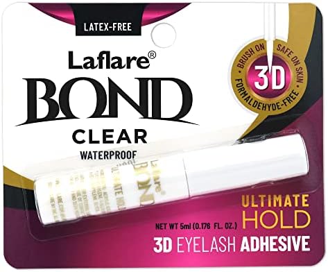 Laflare 3D Eyelash Bond Ultimate Hold Adhesive, Waterproof, Latex-free, Formaldehyde -Free Brush On Eyelash Glue (CLEAR)