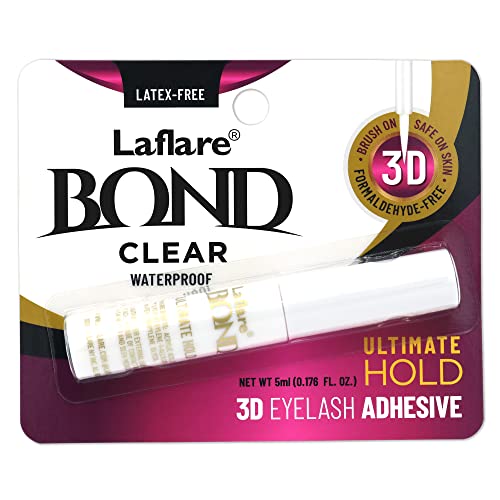 Laflare 3D Eyelash Bond Ultimate Hold Adhesive, Waterproof, Latex-Free, Formaldehyde -Free Brush On Eyelash Glue (Clear) #TOP3