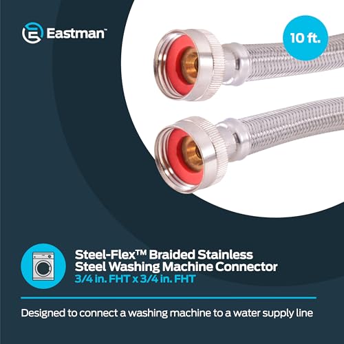 image for Eastman 10 foot Washing Machine Hose, 3/4 Inch FHT x 3/4 Inch FHT, Bra