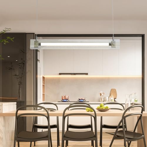 Lampe suspendue linéaire en acier inoxydable pour table de séjour