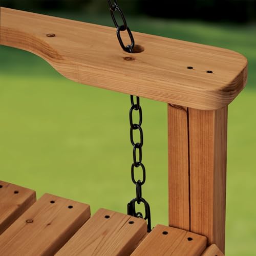 Backyard Discovery 55" Cedar Wood Farmhouse Outdoor Porch Swing Bench with Two-Person Seating, Durable Hanging Chains, Water-Resistant, Heavy-Duty 600 Lbs Weight Capacity for Patio, Deck, Garden by Backyard Discovery - Image 2
