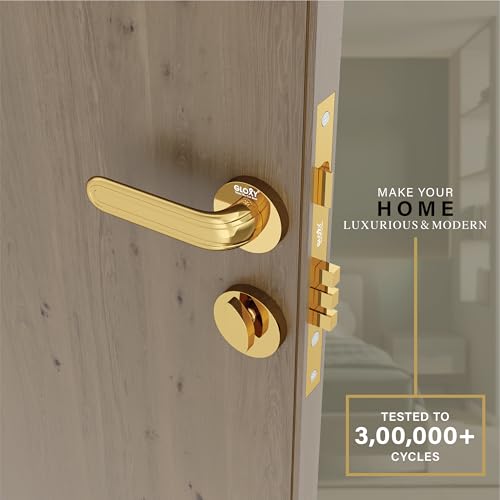 Image of GLOXY Mortise Door Locks for Main Door, Main Door Lock, Left & Right Door Compatibility Door Lockset with 3 Key Lock Body & Cylinder for Kitchen | Gold Finish (2 Years Warranty, Pack of 1)