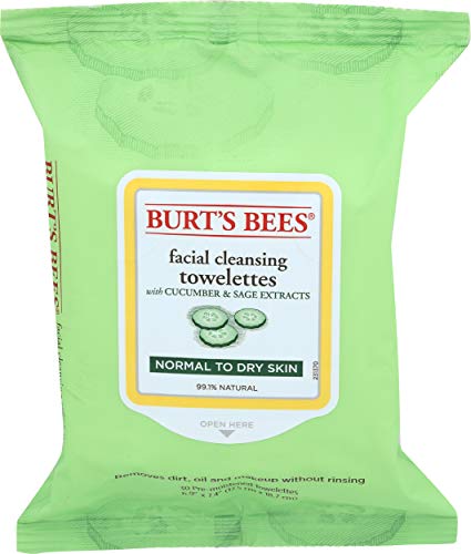 Burt's Bees Facial Cleansing Towelettes with Cucumber & Sage Extracts - 30 Towelettes
