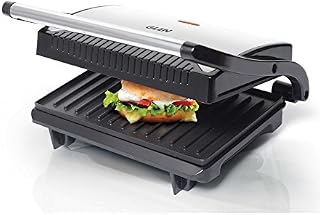 Glen Electric Grill Sandwich Maker, 850W, Panini Press with Heavy Duty Non Stick Plates, Oil Collector Tray, Strong Steel Handle, Toaster Griller for 2 Bread Slices, 2-Year Warranty - 3029GRILL