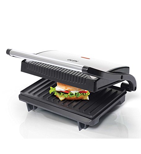 Glen Electric Grill Sandwich Maker, 850W, Panini Press with Heavy Duty Non Stick Plates, Oil Collector Tray, Strong Steel Handle, Toaster Griller for 2 Bread Slices, 2-Year Warranty - 3029GRILL