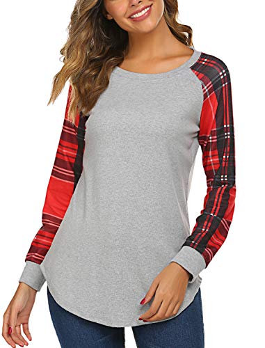 Womens Tops,Halife Long Sleeve Tunic Tops for Women To Wear With Leggings Light Grey XL