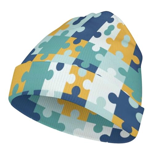 Autism Awareness Month Kids Beanie Hat for for Girls Boys Children Cap Winter Knitted Chemo Cancer Headwear Accessories Gifts Decoration Black