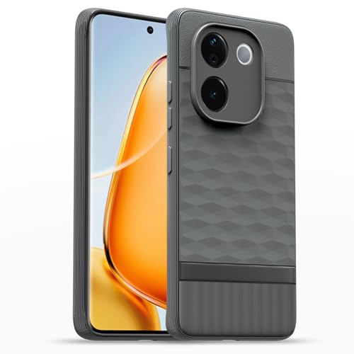 Image of Pikkme Back Cover for Vivo T3 Pro 5G / iQOO Z9s Pro 5G Camera Protection 3D Hexa Cube Design Silicone Protective Bumper Case (Grey)