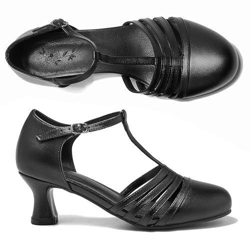 Women 1920s Shoes T-Strap Dance Pumps for Latin Salsa Ballroom Character Shoe Kitten Heel2