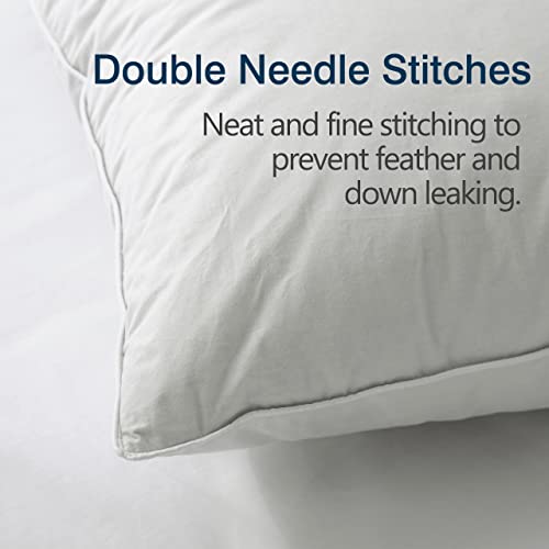 Luzern Goose Down Feathers Pillows King Size 2 Pack,100% Cotton Shell Soft Bed Pillow For Sleeping,White Soft Pillows For Back,Stomach Or Side Sleepers,20"X36"Inches #TOP4