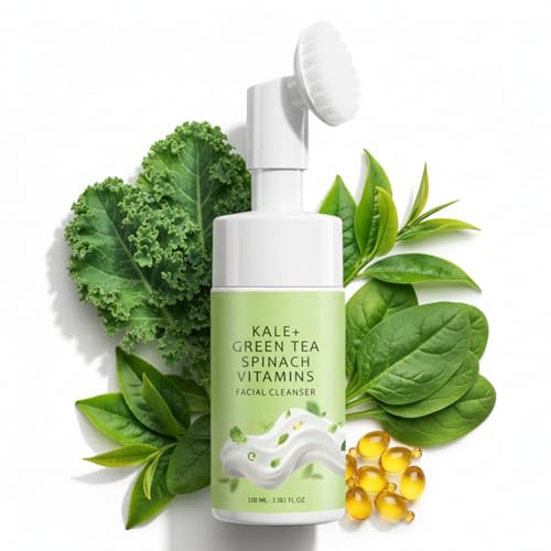 Facial Cleanser with Kale Green Tea Spinach & Vitamins B5 E, Gent...