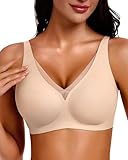 Gailife Womens Deep V Jelly Bras Wireless Mesh Comfortable Bralette Supportive No Underwire Bras Seamless Push Up Plunge Bra -ND,M