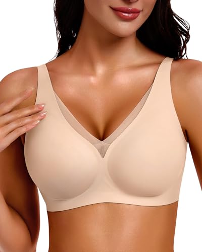 Image of Gailife Deep V Jelly Bras for Women No Underwire Wireless Seamless Push Up Bra Comfort Support Plunge Bralette Full Coverage