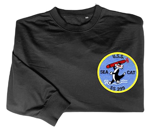 Ss 399 uss seacat embroidered shirt Black2