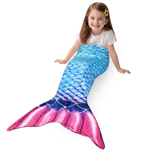 Catalonia Classy Mermaid Tail Blanket Fish Scale Pattern Snuggle Blanket for Girls Woman Ultra Soft Fleece Sleeping Throw for Kids Cozy Mermaid Gift for Adult Toddlers