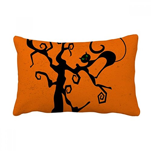 Coussin Halloween de qualité supérieure décor arbre à chat multicolore