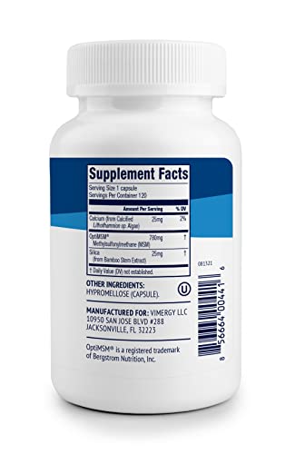 Vimergy Msm With Silica + Calcium Capsules, 120 Servings – Supports Bone Health – Promotes Hair & Nail Health – Non-Gmo, Gluten-Free, Kosher, Soy-Free, Corn-Free, Vegan & Paleo Friendly #TOP2