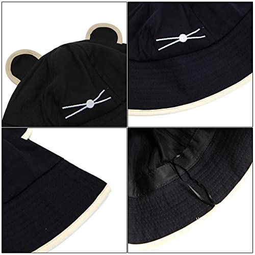 Amamcy Cute Cat Bucket Hat For Women Girls Fisherman Cap Outdoor Wide Brim Bowler Cloche Beanie Cap Spring Summer Fall Hat #TOP6