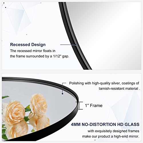 Andy Star Round Wall Mirror For Bathroom, 30 Inch Black Circle Mirror Modern Premium Stainless Steel Metal Frame Wall Mounted For Bathroom, Entryway, Vanity, Living Room, Bedroom #TOP3