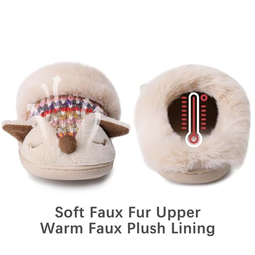 Women's Cute Cartoon Owl Slippers Fuzzy Slip On House Slipper with Memory Foam Comfy Non-Slip Warm Indoor House Shoes3