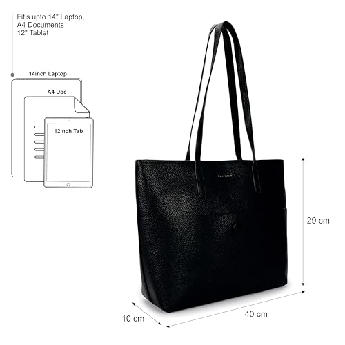 Image of Fastrack Power Play Laptop Tote for Women, 14-Inch Laptop Compatible, High Quality Faux Leather, Comfortable Shoulder Strap, Inner Access Pockets, Stylish and Functional Everyday Tote Bag