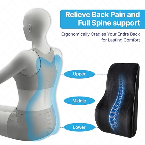 Image of KINGSWAY Car Accessories Orthopedic Lumbar Support Seat Cushion, Universal Use Car Pillow, Memory Foam Pillow in Black, Super Soft and Super Comfort Design Sciatica Back Support, Pack of 1