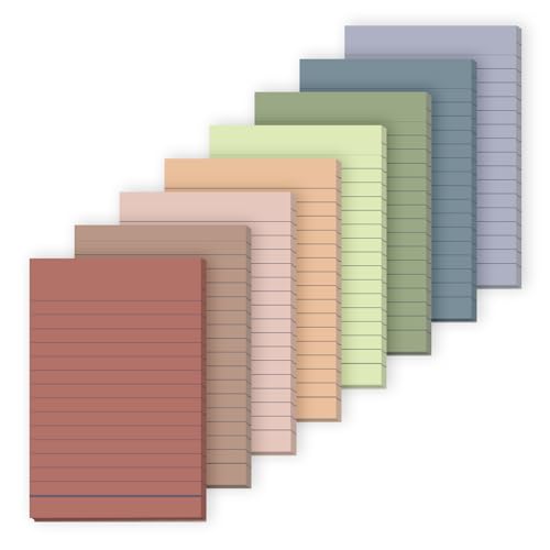 8 Pads Lined Sticky Notes 4x6 Inches,Bright Colors Self-Stick Pads, Solid Color Premium Sticky Pads,Easy to Post for Home, Office,School, Notebook, 45 Sheets/pad-Dark Lined