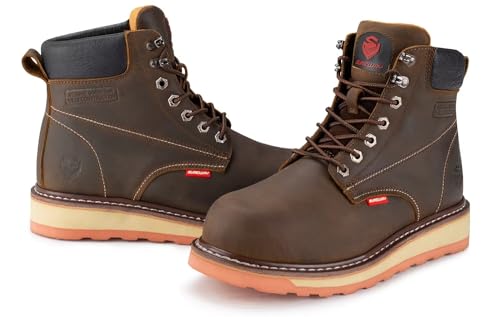 Image of SUREWAY 6 inch Mens Heavy Duty Soft /Steel Toe Work Boots for Men,Goodyear Welt,Extremely Comfortable Durable Proved,Oil /Slip Resistant,Thicker Leather,Wedge Sole,EH Safety Industrial Construction Boots
