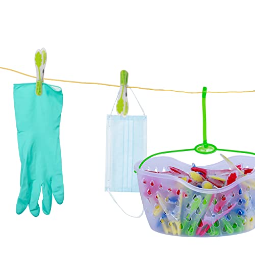 K-ONE 40 Pieces Pegs with Basket for Laundry Washing Line | Laundry Pegs for Strong Windproof Supplies Soft Rubber Grip Pegs| Strong Clothes Pegs (Multiple Colours) - Image 3