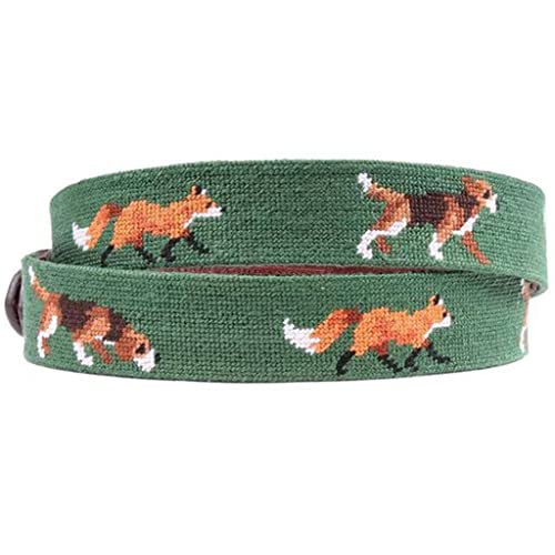 Fox and Hound Needlepoint Belt in Hunter Green by Smathers & Branson2