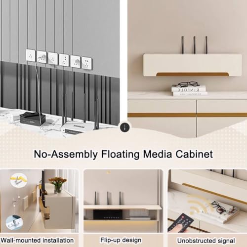 Boîtier rangement pour routeur sans fil et box internet beige