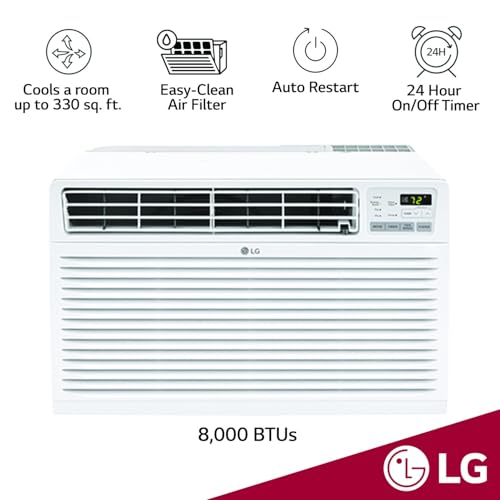 Image of LG 7,800 BTU Through the Wall Air Conditioner, 115V, AC Wall Unit for Rooms up to 330 Sq. Ft., Perfect for Bedroom or Office, Wall Mounted AC Unit with Remote and 3 Cool & Fan Speeds, White