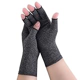 Donfri Arthrose Handschuhe Fingerlose Arthritis Handschuhe Kompressionhandschuhe für Schmerzlinderung und Wärme (Grau-1Paar, M)