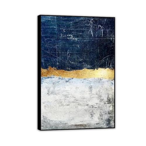 Affiche de salon bleu marine et feuille d'or tableau élégant pour déco chambre