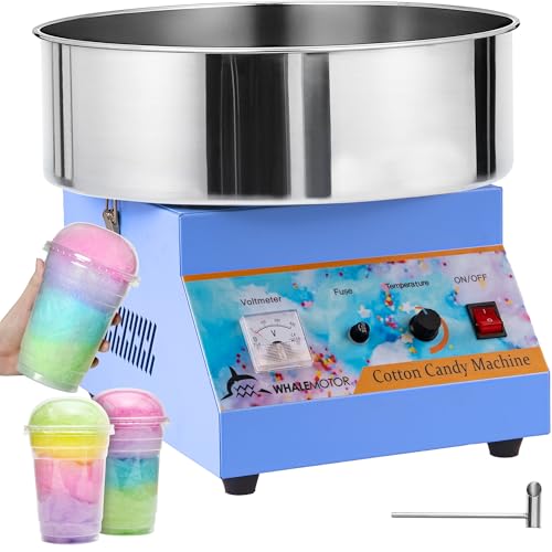 WHALEMOTOR Commercial Cotton Candy Machine, Blue Electric Cotton Candy Maker Machine for Family...