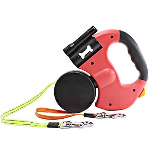 Image of bnf Double Retractable Dog Leash with Garbage Bag Box for Small Medium Dogs Red|Pet Supplies|Dog Supplies|Leashes & Head Collars