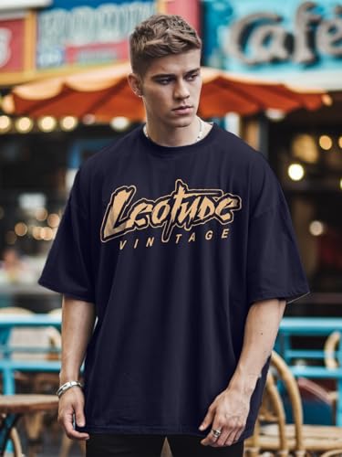 Image of LEOTUDE Men's Oversized Cottonblend Half Sleeve Printed Tshirt for Men | Men's Tshirt