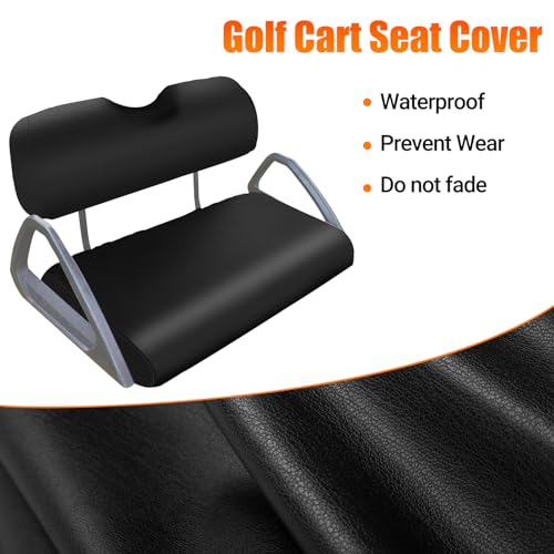 Image of Golf Cart Front Seat Covers Staple On Replacement for EZGO TXT 1995-2013 Golf Cart Black Micro Fiber Leather Seat Cover