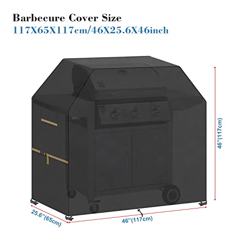 VANSHEIM Grill Barbecue Covers,Large Grill Cover,Outdoor BBQ Cover Waterproof,Anti UV,Heavy Duty Oxford Fabric for Weber,Brinkmann,Outback and Char Broil Grills 117x65x117cm - Image 2