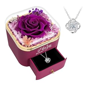 Glass Rose Flowers Gifts for Women,Birthday Gifts for Mom,Gifts for Girlfriend,Gifts for Wife,Valentines Day Gifts, Purple