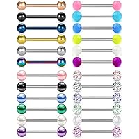 Rajnard Piercing Lengua pezón 24 Piezas 14G 14mm Acero