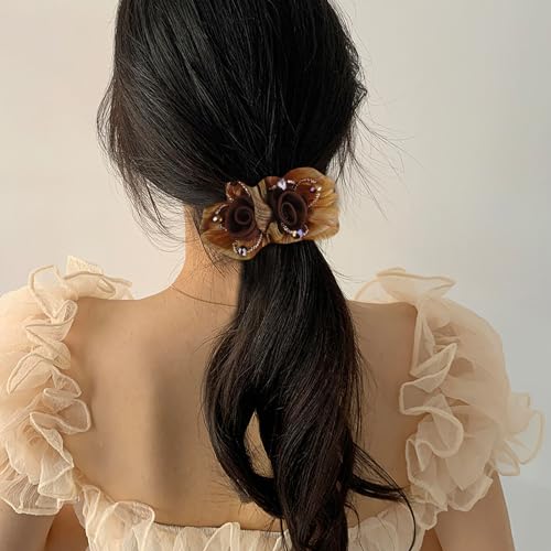 Generic Yfkeji 3 Packs Flower Hair Scrunchies For Women, Large Organza Elastic Hair Ties thumb #5