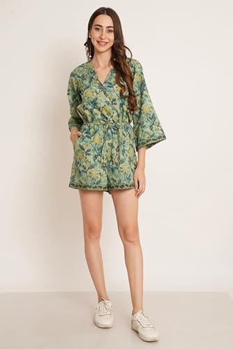 Image of COTLAND Fashions Jaipuri Cotton Printed Playsuit for Women