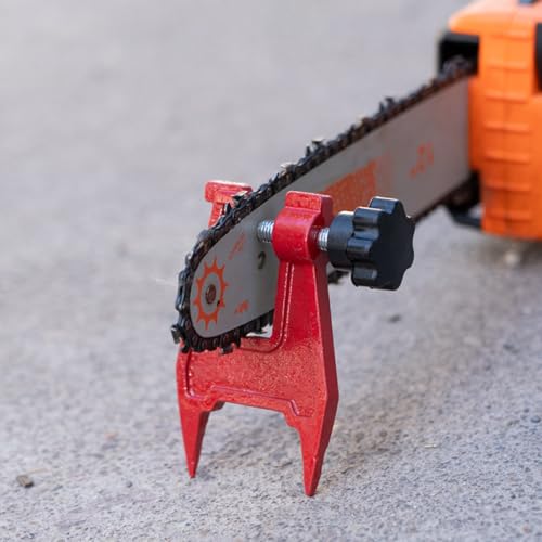 Tornillo de tocón con motosierra para afilar cadenas en trabajos de tala de árboles 3