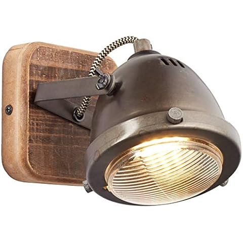 Brilliant Lampe Carmen Wood Wandspot burned steel/holz | 1x PAR51, GU10, 5W Cover