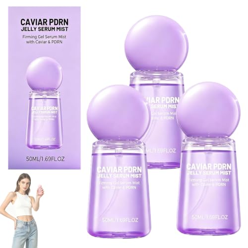 Image of Collagen Peptide Jelly Serum Mist - Hydrating Face Spray with Hyaluronic Acid, Lightweight Sprayable Gel for Dewy Glow, Suitable for All Skin Types, 1.69 fl.oz (Purple3PCS)