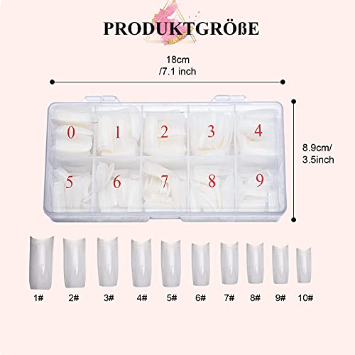 500 Pcs Nageltips Tips für Gelnägel Kunstnägel Fingernägel Tipps Zum Aufkleben mit Kleber, Künstliche Nägel Art French… – Bild 3