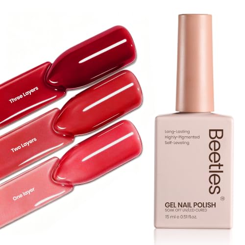 Image of Beetles Jelly Red Gel Nail Polish - 15ML Red Neutral Sheer Gel Polish Translucent Effect Soak Off UV French Nail Art Manicure Salon Gift for Women