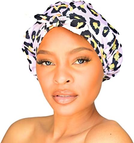 GRACE & COMPANY Luxury Shower Cap For Women - 100% Waterproof, Reusable, Washable & Breathable Shower Caps-Lucie