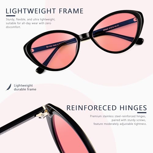 Image of Fluorescent-41 Pink Tinted Blue Light Blocking Glasses for Migraine, Light Sensitivity, Photophobia JF5002